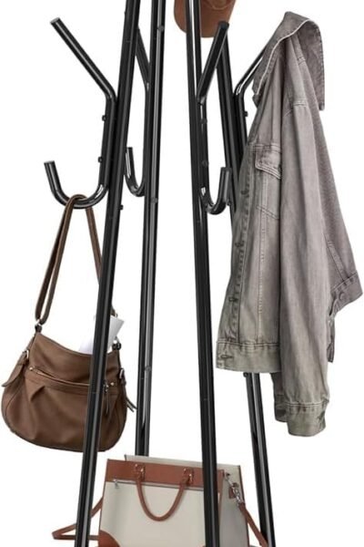 Standing coat/hat rack with shelf, 20 hooks, tree shaped rack for entryway, hallway, bedroom, office.