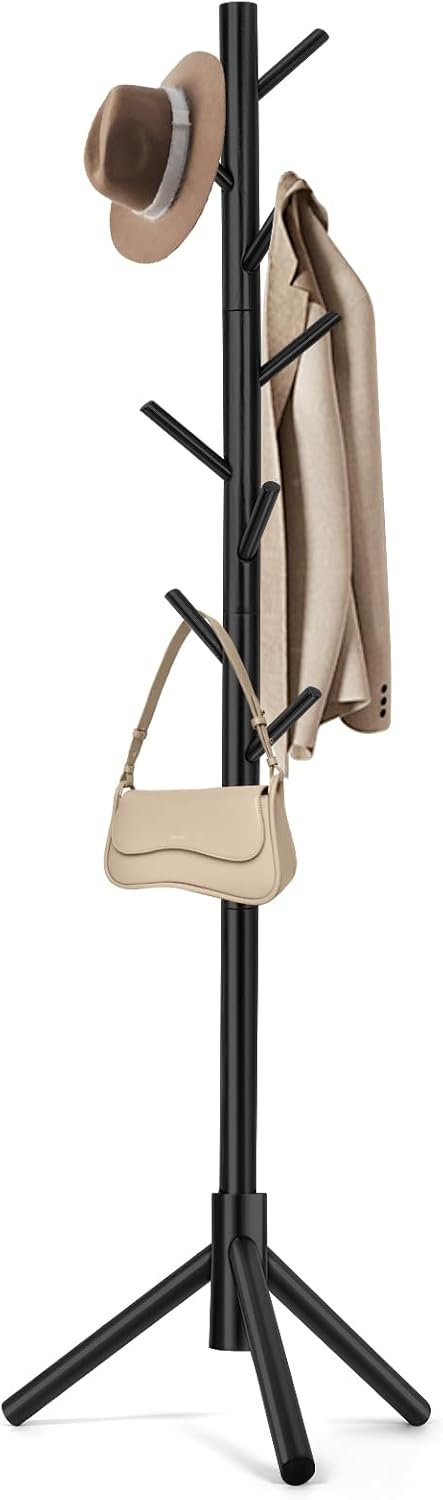 Freestanding coat rack with 8 hooks and 3 adjustable sizes, tree-shaped design, for bedroom, hallway, entrance, office, for hats, coats, scarves, handbags.