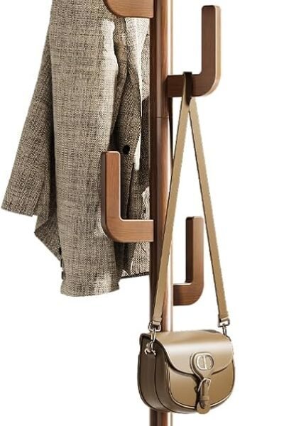 Cactus coat tree freestanding with 8 hooks, solid wood, coat hanger stand with 3 adjustable sizes for jacket, hat, clothes stands for hall, entryway, bedroom, office, living room.