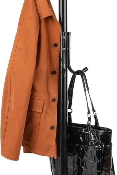 Freestanding coat rack, multi-tier organizer for office and entryway, metal.