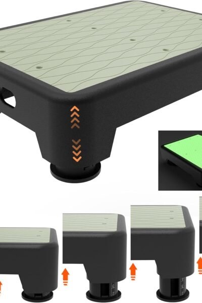 Step stool with 5-level adjustable height, bedside step, supports 700 lbs, wide platform for seniors and kids.