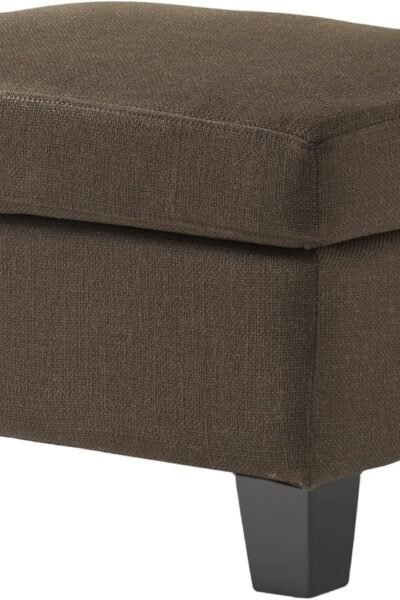 Fabric upholstered foot rest ottoman, birch wood legs, padded seat for living room bedroom office.
