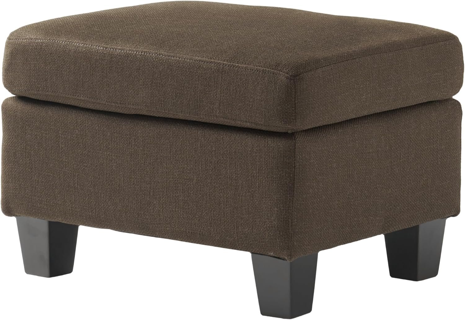 Fabric upholstered foot rest ottoman, birch wood legs, padded seat for living room bedroom office.