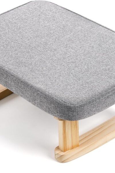 Rectangle foot stool ottoman, fabric upholstered, wooden legs with non-slip padding, for desk office living room bedroom.